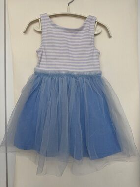 Mini Boden Blue and White Tulle Stripe Dress